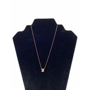 X Intertwined Crystals Charm Necklace Rose Gold